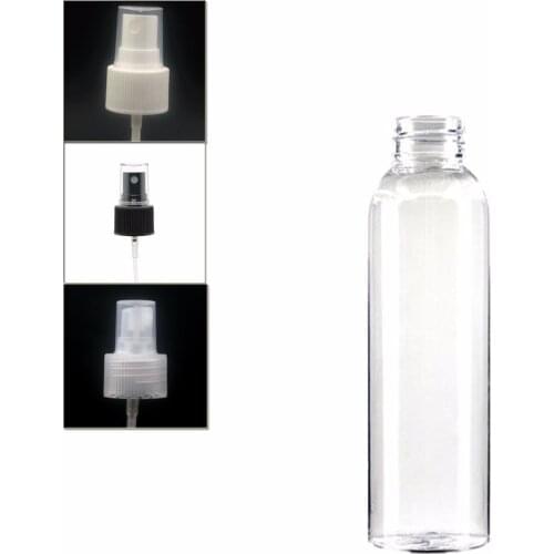 120ml empty cosmo round plastic bottle , clear pet bottle with black/white/transparent fine mist,sprayer bottle