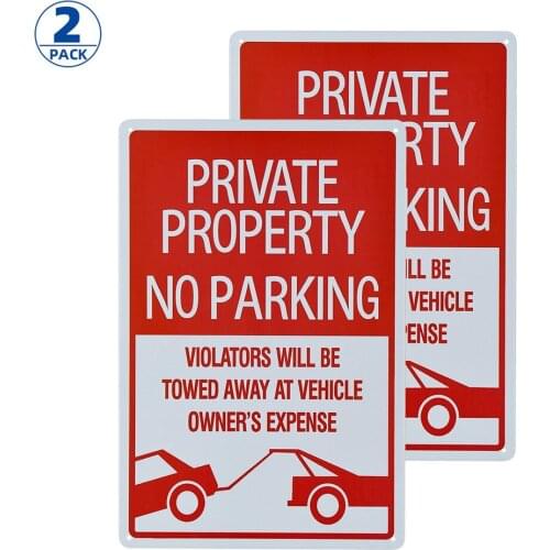 2-Pack No Parking Sign Private Property Sign Violators Will Be Towed Sign UV Printed, Easy to Mount