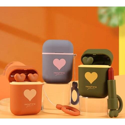 2pcs/set Heart earphone shape Waterproof Matte Lipstick Long-lasting Red Lip Gloss Makeup Stick Nude Beauty Lip Tint Cosmetics