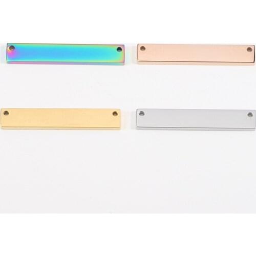 5pcs/Lot Real Stainless Steel Mirror Polish Rectangle Stamping Blank Bar Charm For Jewelry Making Accessories 6*35mm