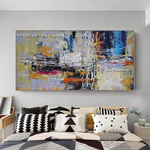 Abstract Modern Landscape Handmade colorful Abstract Style Thick Oil Painting on Canvas For Home Decorative hotel lobby