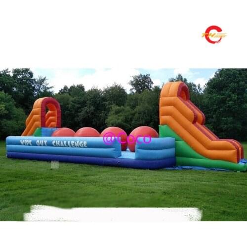 Free ship to sea port, 12*3m Outdoor kids adults carnival games inflatable wipeout game/rush running ball game inflatable