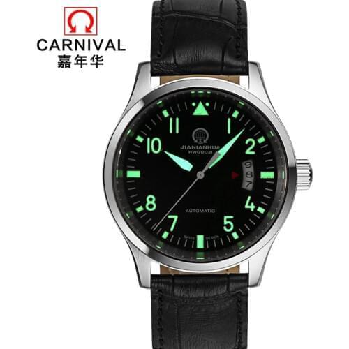 Top brand CARNIVAL Luxury Automatic Watch Men Calendar HD Luminous Sapphire 100m Waterproof Fashion Casual Mechanical watches