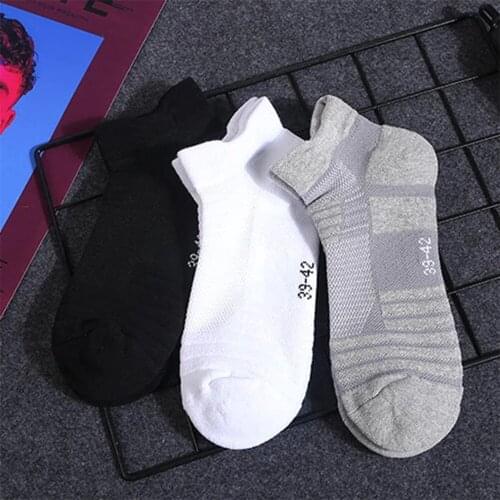 Breathable Sport Short Socks Solid Color Thicken Men Running Football Basketball Socks Elastic Sport Socki Male Cotton Socks