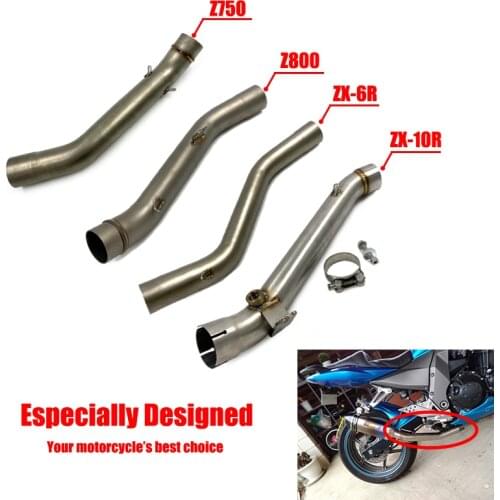 Motor Exhaust Muffler Middle Pipe Connector Adapter Fit for Kawasaki Z750 Z800 Z1000 ZX6R ZX10R without Exhaust