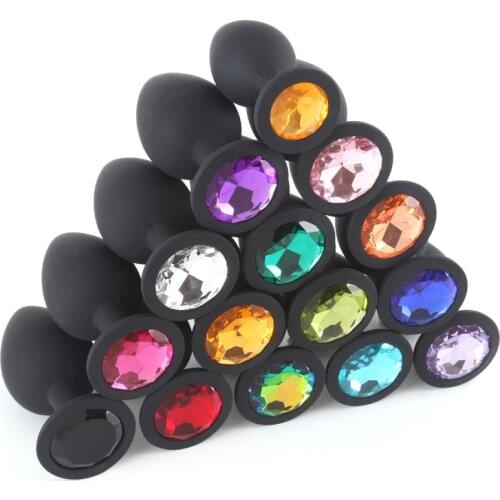 Hot Sale Sex Toy Silicone Anal Plug with Diamond Tail Anal Plug Anal Toys Rose Sex Toy Butt Plug Silicone Gold Butt Plug