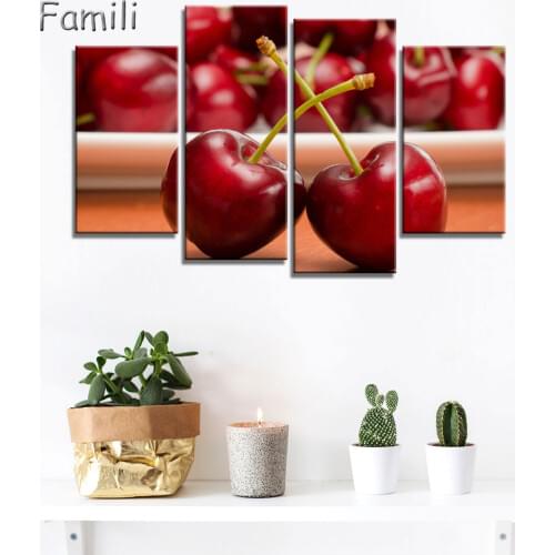 4pcs canvas painting fruit And Grapes Cheeses Wall Art Painting The Picture Print On Canvas Food Pictures For Home Decor Decorat