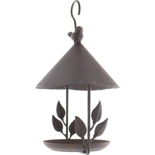 Bird Feeders Metal Iron Bird House Hanging Small Wild Bird Feeder Outdoor Waterproof Firm Bird Cage Roof Boxes Garden Decoration