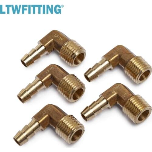 LTWFITTING Lead Free 90 Deg Elbow Brass Barb Fitting 1/4-Inch Hose Barb x 1/4-Inch Male NPT Thread Fuel Boat