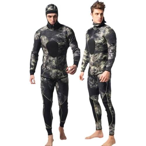 Men 3mm Neoprene Full Body Wetsuit Two-piece Camo Suit for Diving Snorkeling Wetsuits for Swimming Water Sports