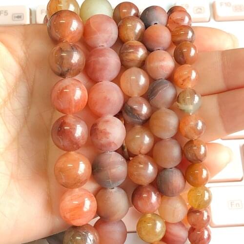 Natural Red Rutilated Quartz Stone Beads Round Loose Spacer Beads For Jewelry Making 6/8/10m 15Inch DIY Bracelet Necklace