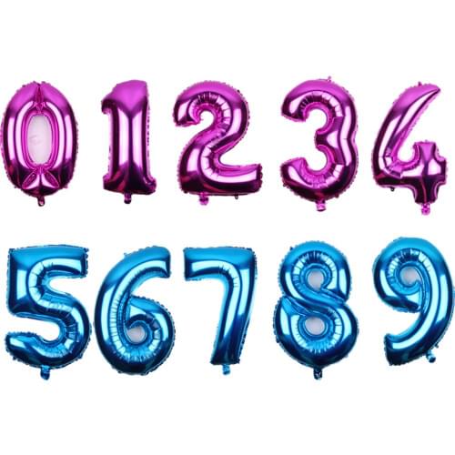 New One Piece 32-inch Blue and Rose Red Digital Balloon Happy Birthday Wedding Party Happy New Year Decoration Balloons