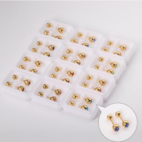 12 Pairs 316L Stainless Steel Round Women Screw Earring Colorful Hot Sale Fashion Earrings For Jewelry Accessories Wholesale