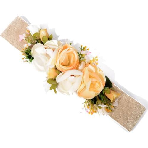 IMIXLOT Sweet Romantic Lily Rose Flower Belt for Women Ladies Wedding Bohemia Fabric Waist Belt Accessories