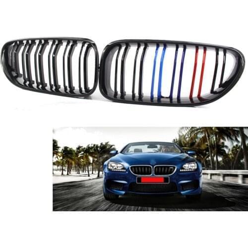 For 2012-17 F06 F12 F13 6-Series Mix Color Piano Gloss Black Front Grilles Grill
