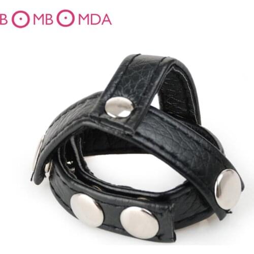 Ejaculation Delayed Adjustable Pu Leather Cock Rings Dildo Bondage Ring Sex Toys For Men Sex Penis Ring Chastity