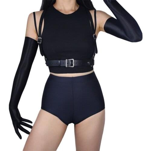 TECH LONG GLOVES Sun Block UV Protection 60cm 24" Opera Black w Stripes Stretchy Women Sun Gloves WFS01