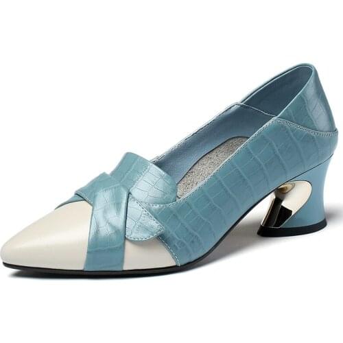 Spring Autumn Women Pumps Shoes High Heels Mary Janes Elegant Black Blue Office Lady Shoes Women Comfortable Footwear Hot B9