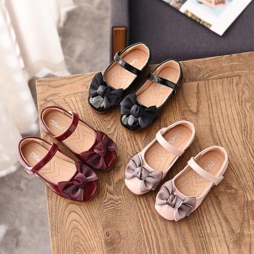 Girls Korean Version 2021 Spring and Autumn Princess Flat Shoes Bow Cute Single Shoes Soft Sole Childrens Leather Shoes 21-36