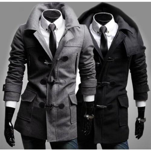 Fashion Shake Off Hoody Tweed Coat Jackets Slim Fit OutCoat Overcoat Windbreaker Mens Casual Coats