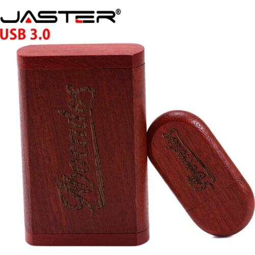 JASTER USB 3.0 LOGO customized wooden usb + Box Personal LOGO pen drive 8GB 16GB 32GB 64GB usb Flash Drive pendrive Memory stick
