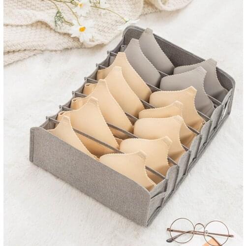 Cotton And Linen Storage Box Large Capacity For Bra Wardrobe Drawer Underwear Shirt Clothing Organizer Household Storage Tool