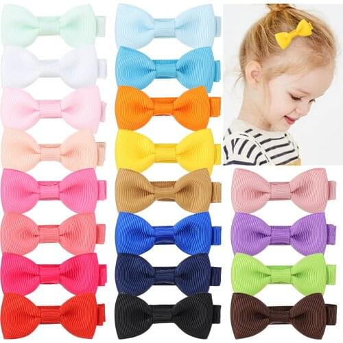 1Piece 20Colors Mini Ribbon Bowknots Hair Clips For Cute Girls Boutique Hairpins Safty Barrettes Headwear Kids Hair Accessories