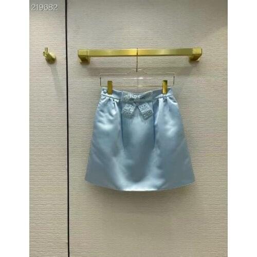 2021 Summer Women Sexy Mini Skirt Elegant Bodycon Bow Beading Collar Skirt Runway Designer Femme All Match Faldas Mujer