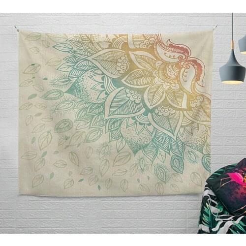 Golden Mandala Tapestry Vintage Exotic Bohemia Indian Nature Frame for Bedroom Photography Wall Decor