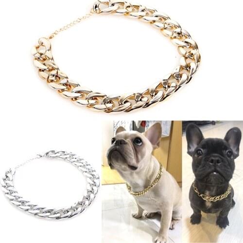 1Pcs 37*2cm Dog Snake Chain Pinch Collar For French Bulldog Strong Silver Gold Pet Necklace Small Dogs Collars