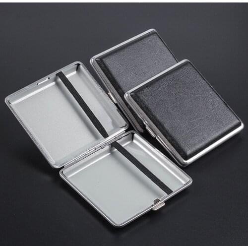 1pcs Double-open Leather Cigars Cigarette Cases For 20pcs Cigarettes Stainless Steel Tobacco Cigarette Box Cigarette Tools