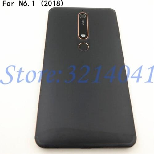 100% Original Metal Battery Cover For Nokia 6.1 2018 TA-1043 Housing Rear Back Battery Door Cover +Camera Lens and side key+Logo