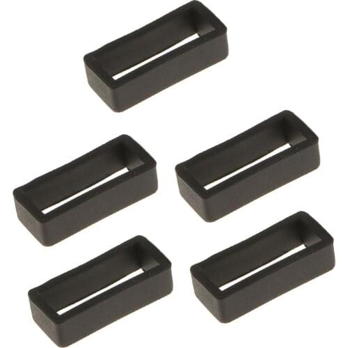 10x Rubber Silicone Watch Band Strap Loops 22mm Secure Rings White+Black