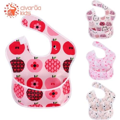 2Pcs Baby Bibs Waterproof Feeding Bibs Unisex Washable Fashion TPU Bibs For Girls & Boys Stain and Odor Resistant