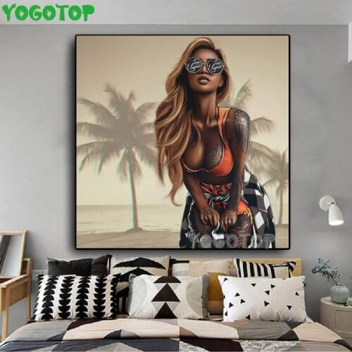 5D DIY Abstract Cool Sexy Girl Tattoo Wear Glasses Portrait Posters Diamond Painting Wall Art cross stitch Full drill YY4935