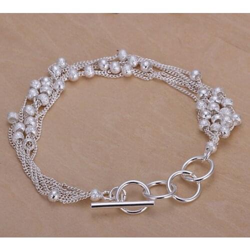 925 jewelry silver plated jewelry bracelet fine fashion six line beads bracelet top quality wholesale and retail SMTH030