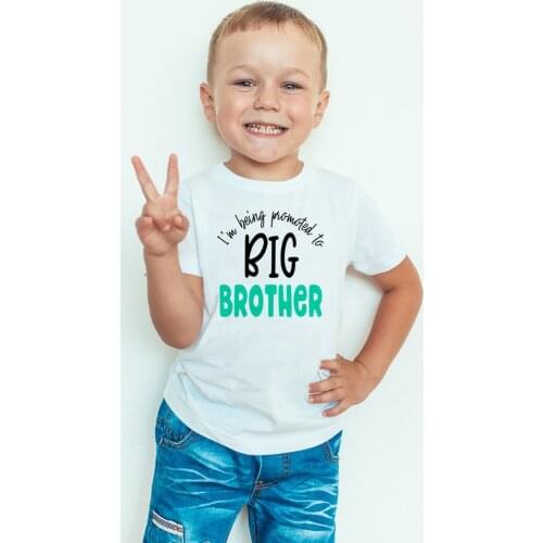 Promoted To Big Brother Boys White Short Sleeve Tshirt Brothers Anouncement T-shirts Baby Fashion Tops Tee Fashion Cool Style