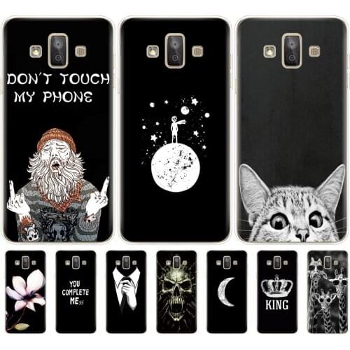 For Samsung Galaxy J7 Duo case 2018 coque Silicon TPU phone Cover on For Samsung J7 DUO SM-J720F J720 Flower bumper cute black