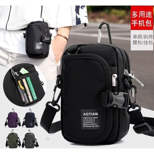 Mens waist bag can be used as shoulder bag multi functional mens mobile phone bag nylon slant bag waterproof Oxford cloth bag