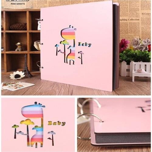 12 Inch DIY Loose-leaf Photo Albums Wooden Cover Handmade Vintage Scrapbook Album For Photos Picture Album For Kids/Baby/Wedding