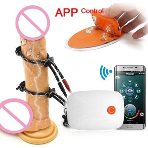 Electric Shock Penis Ring APP Bluetooth Control Electro Current Climax Stimulator Penis Cock Ring SM Masturbator Sex Toy For Men