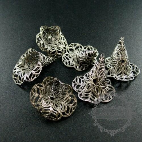 28*23MM antiqued silver brass flower cap,antique silver beads cap for earring 1563002