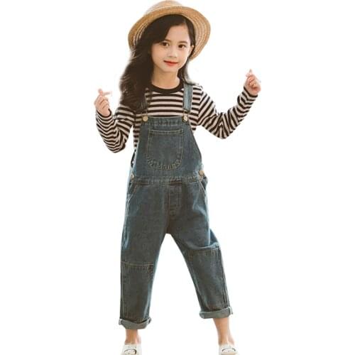 Denim Overalls For Girls Jeans Pants Children Clothes 2020 Spring Autumn Girls Jumpsuit Kids Trousers For Girls 6 8 10 12 14