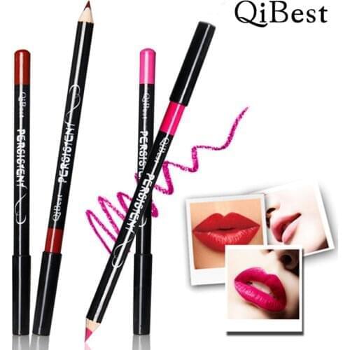 Qibest Lip Liner Natural 12pcs/Set Waterproof Lip Liner Pencil Long Lasting Easy to Wear Lipliner Makeup Tools Cosmetic 19L0516
