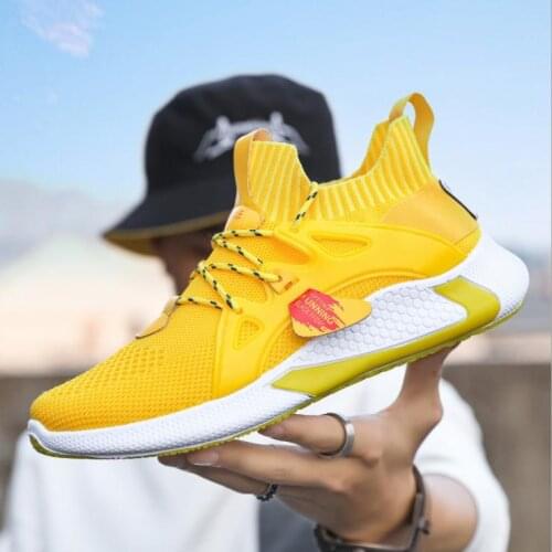 Fashion new mens shoes 2021 new mens flying woven breathable casual sports shoes fashion trendy youth running shoes