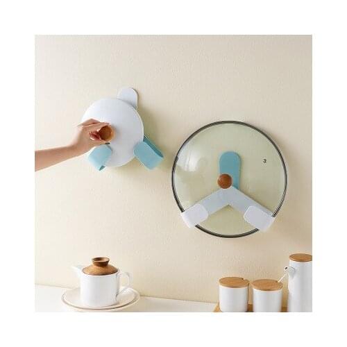 Kitchen can rotate and adjust the lid rack Punch-free large hook storage rack Kitchen Tool Adjustable Wall Mounted Pot Lid Holde