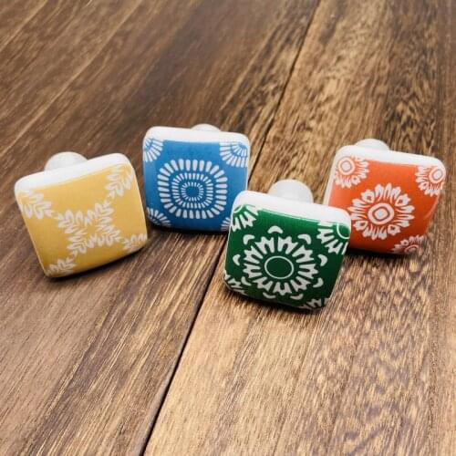 HOT SALES! New Arrival Retro Handpainted Flower Ceramic Single Hole Drawer Cabinet Wardrobe Pull Handle