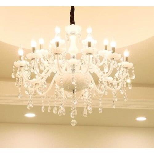 Restaurant Candle Chandelier Lighting Simple European Crystal Chandelier Living Room Hanging Lamp Modern Bedroom Crystal Lights