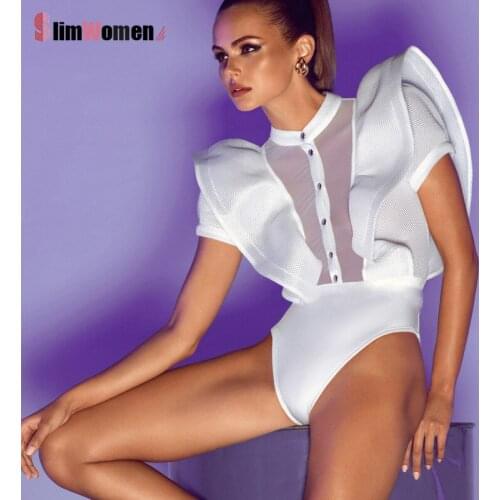 Exaggerated High-quality Ruffles Bikini Bodysuit Women 2021 Summer Beach Red Rompers Sexy Mesh Bodycon Swimsuit Female Swimwear