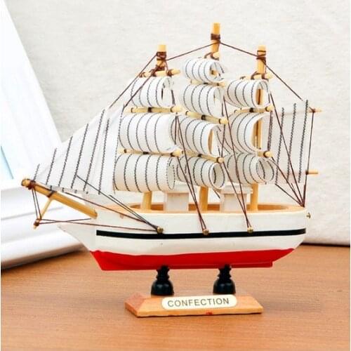 1PC Small and Big Size Hot Selling Mediterranean sailing model wooden ornaments wood crafts Photo Props Jl 0978